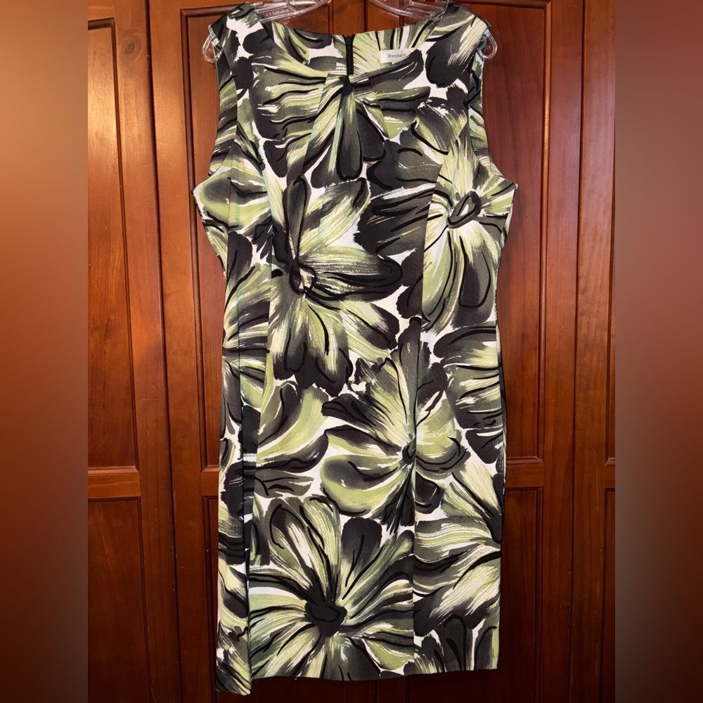 Dressbarn Green and Black Floral Dress #1758